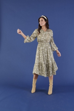 Ruffle and Tie Neck Dress
